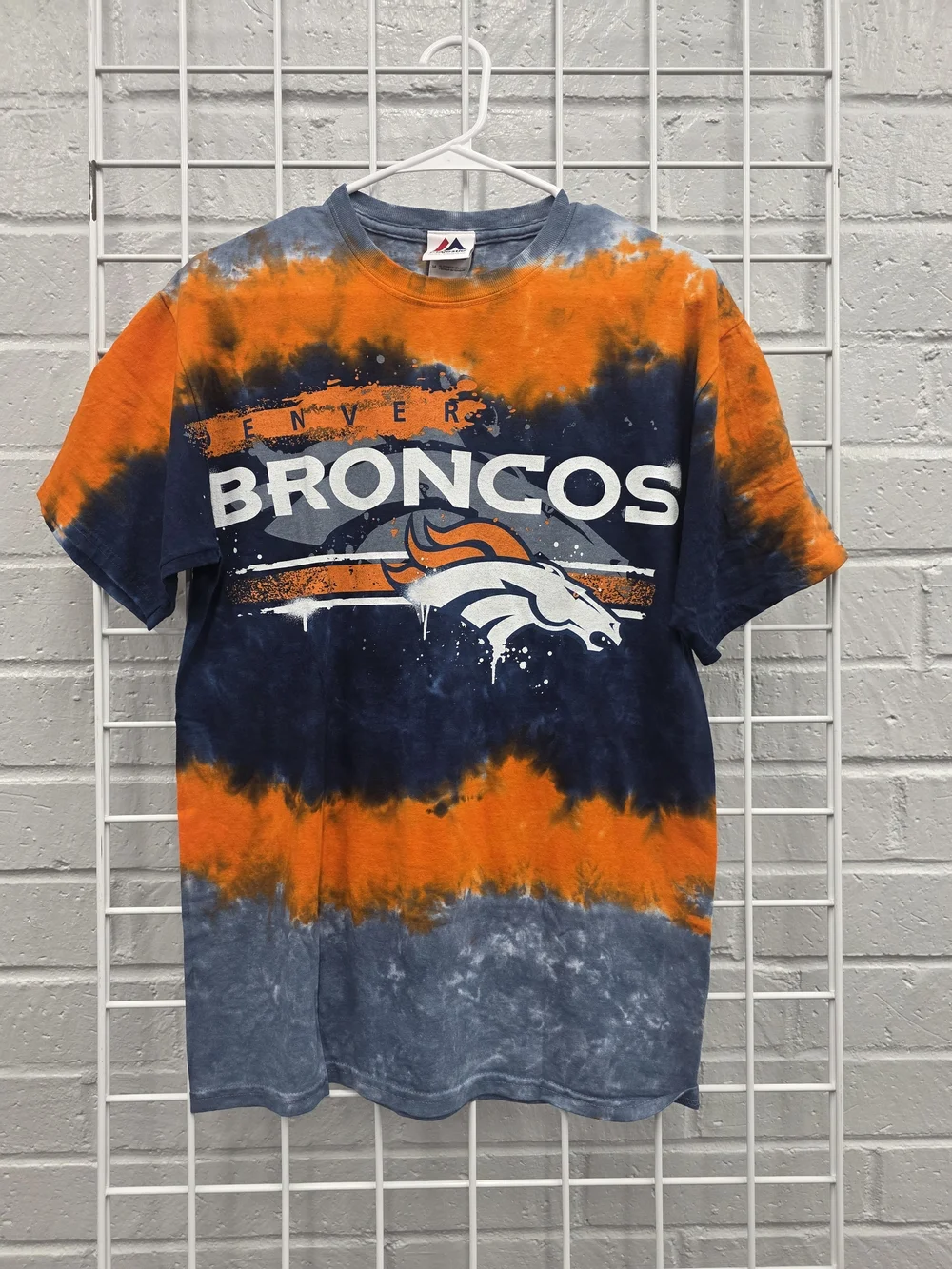 NFL Denver Broncos Orange & Navy Tie-Dye Tee Size Medium